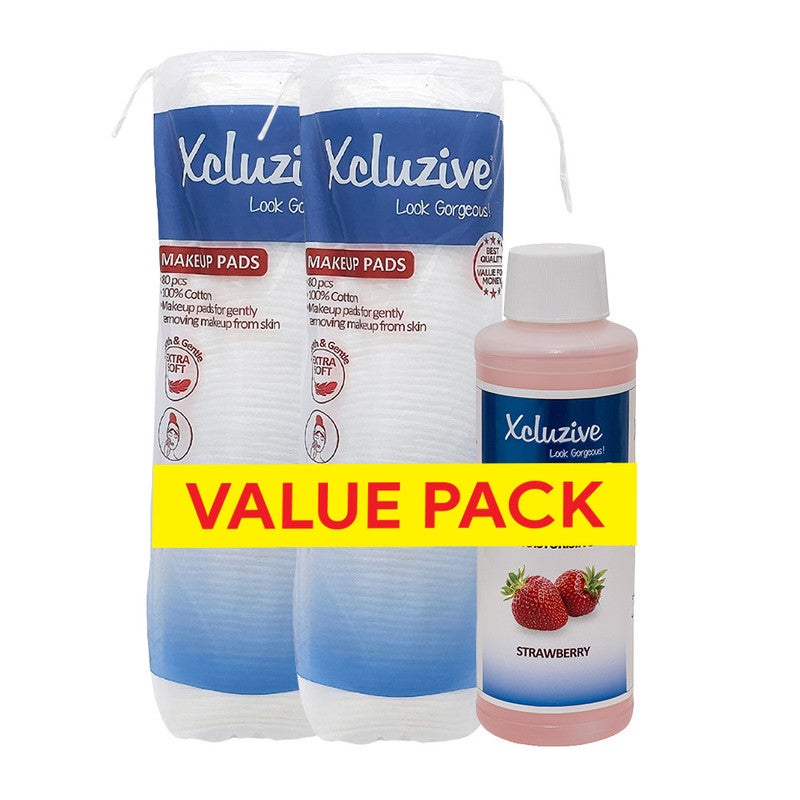 Xcluzive Cotton Pads 80S X 2Pcs + Nail Polish Remover 120Ml Value Pack - Image 1